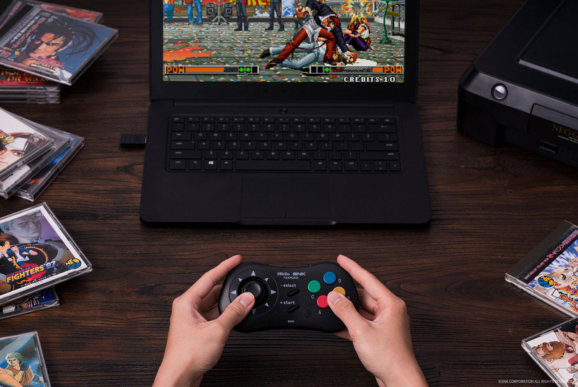 8Bitdo NEOGEO Wireless Controller for Windows, Android, and NEOGEO mini  with Classic Click-Style Joystick - Officially Licensed by SNK (Black  Edition)